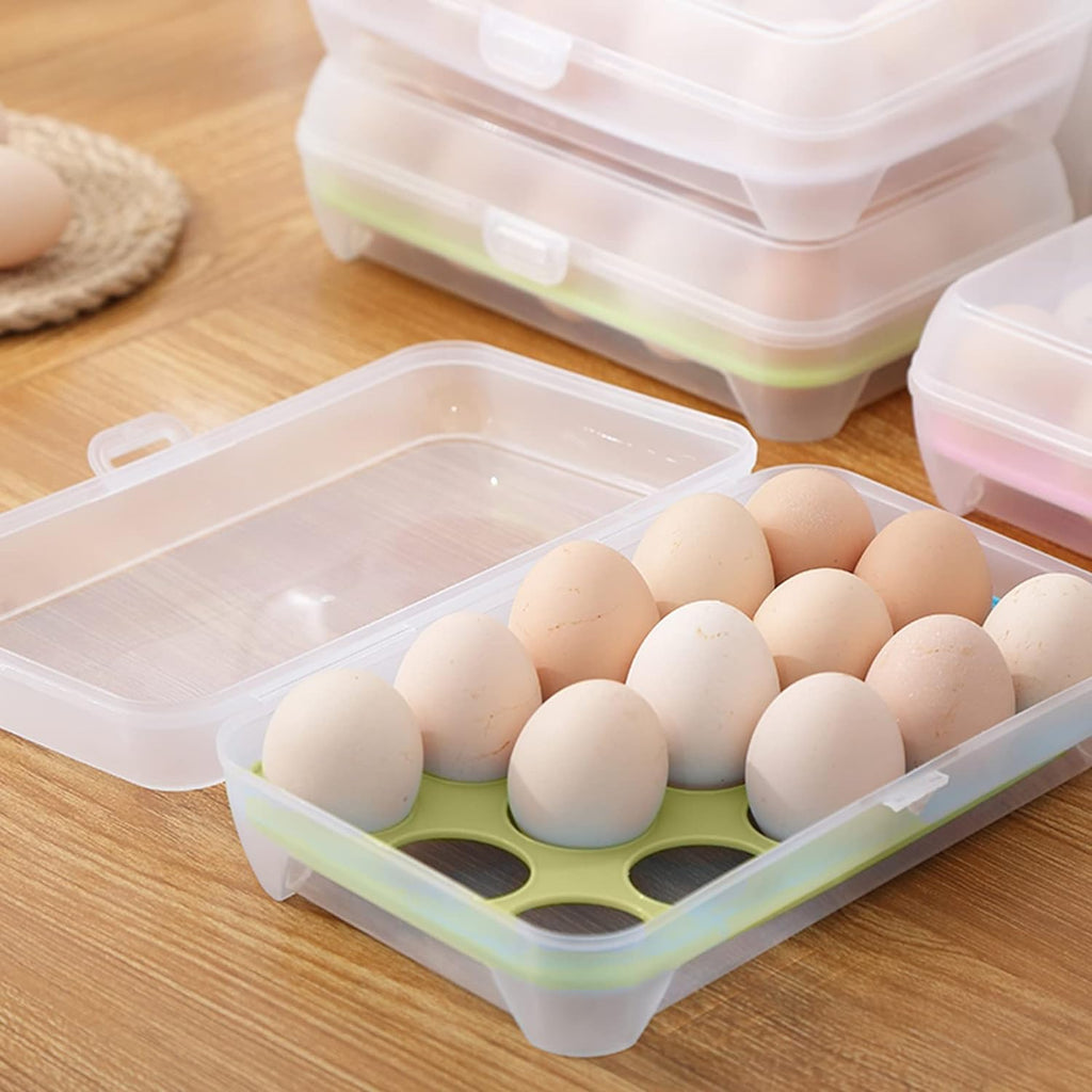 15-Grid Egg Storage Container ? BPA-Free Plastic Refrigerator Organizer with Lockable Lid