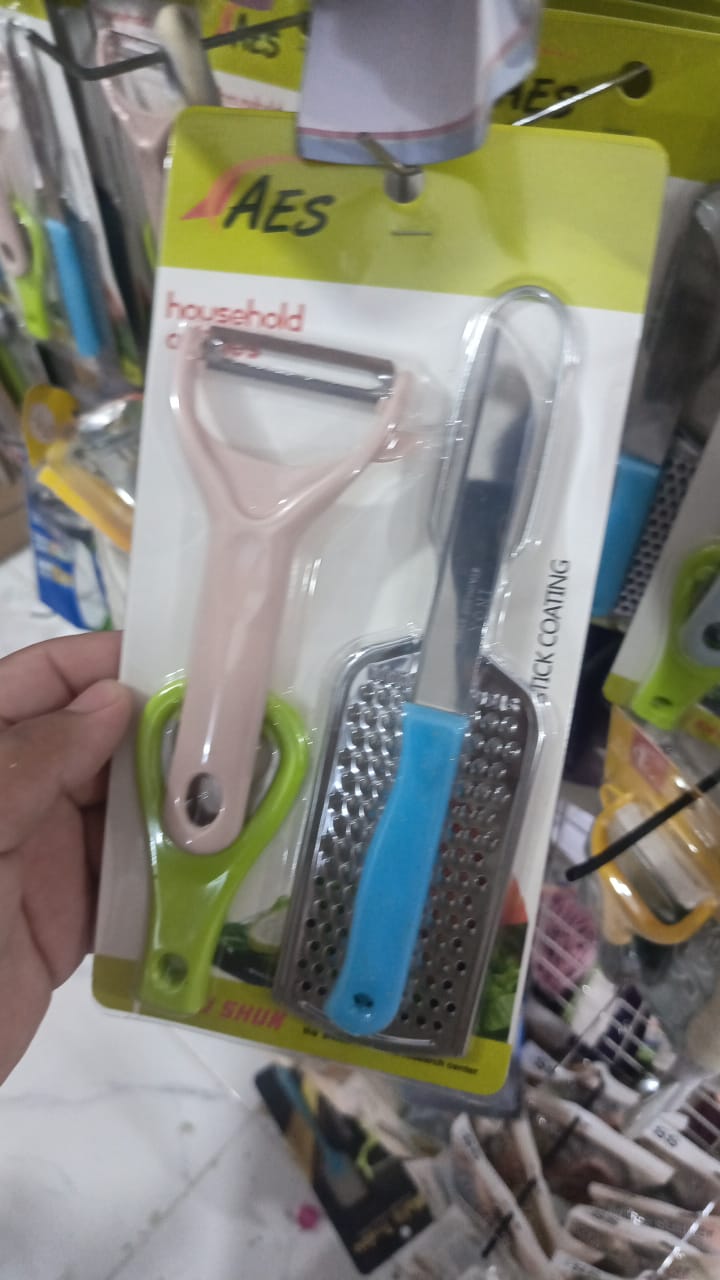 4-Piece Kitchen Cooking Utensils Set ? Grater, Magic Peeler, Knife &amp; Bottle Opener Combo for Fruits &amp; Vegetables