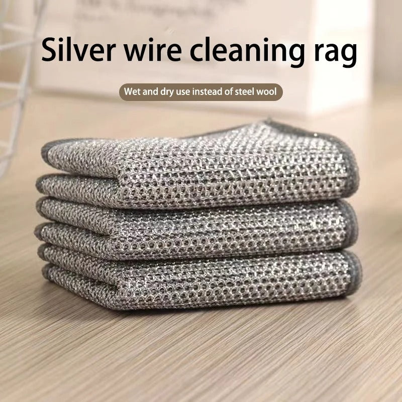 Pack of 4 Multipurpose Wire Dish Cloths ? Durable Metal Wire Scrubbers for Cleaning Dishes, Pots, Pans &amp; Kitchen Utensils, Rust-Resistant &amp; Long-Lasting Cleaning Pads
