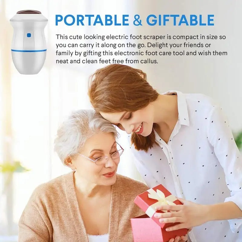 Back Callus Remover with Built-In Vacuum ? Electric Foot Grinder for Dead Skin, Cracked Heels &amp; Calluses, Rechargeable Pedicure Tool with Gentle &amp; Powerful Exfoliation