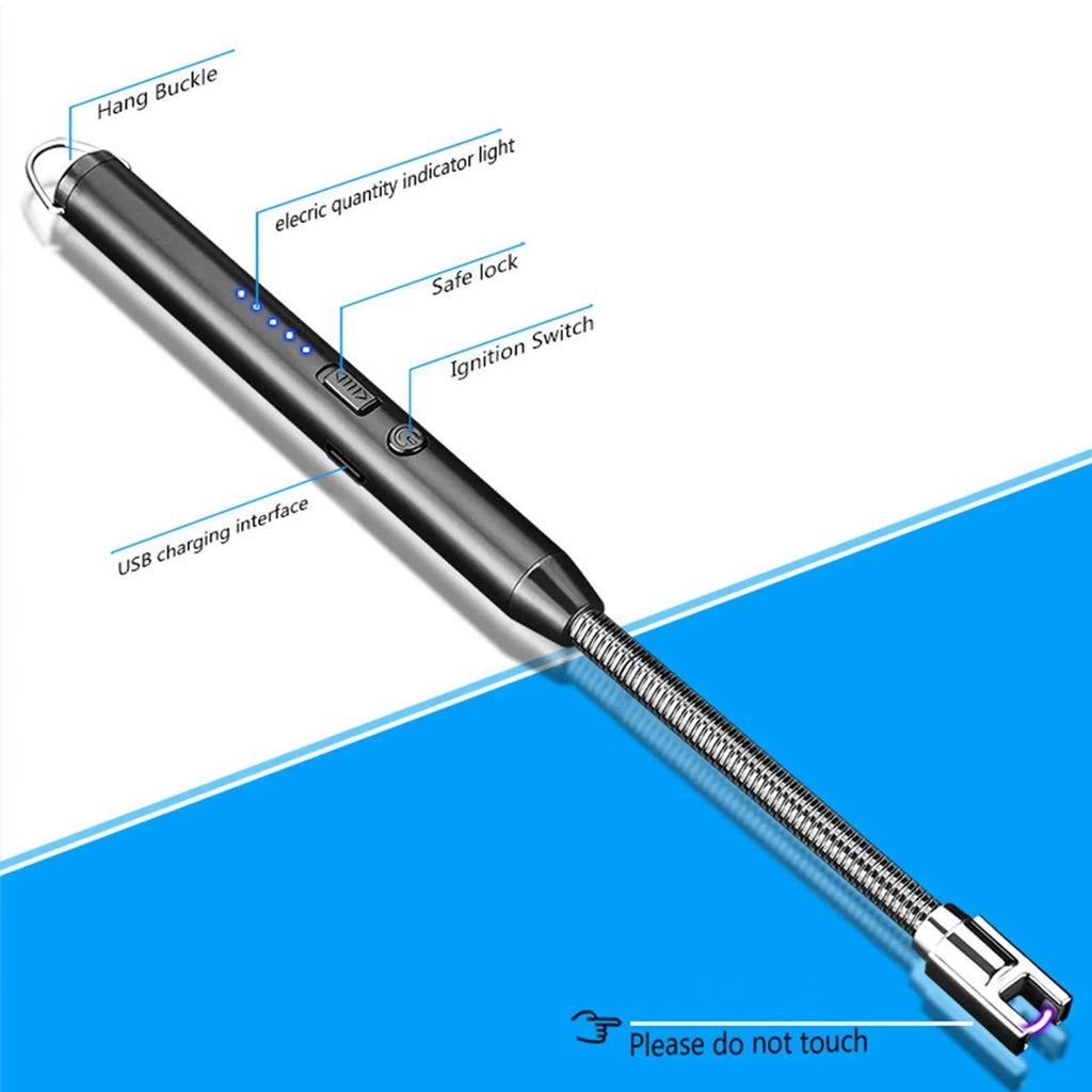 360° Outdoor Kitchen Lighter ? USB Rechargeable Portable Electronic Arc Lighter with Flexible Neck, Safety Lock, Windproof &amp; Eco-Friendly Design for Candles &amp; Gas Stoves