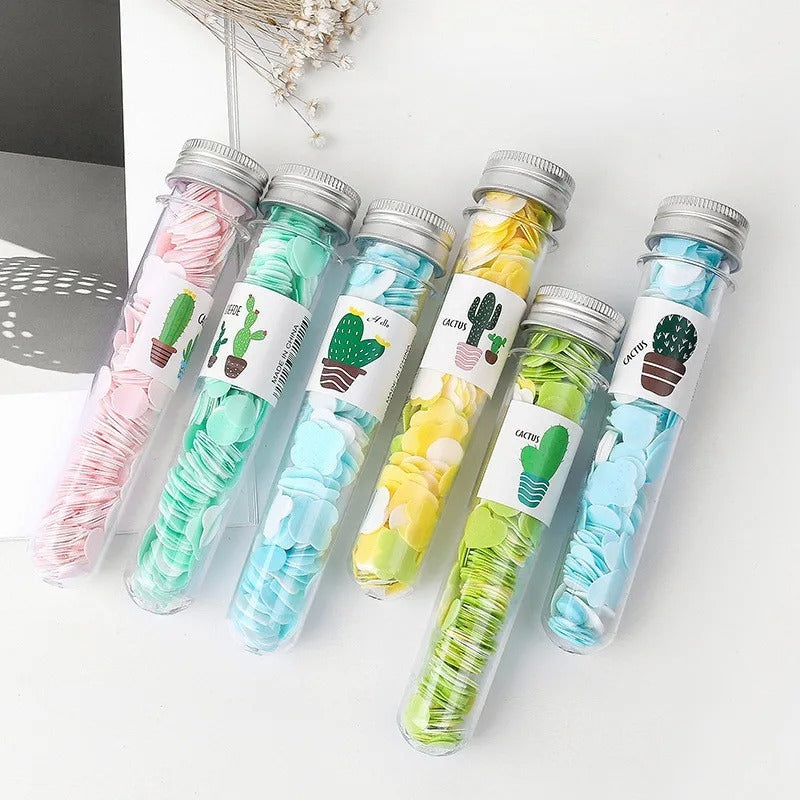 Outdoor Portable Hand Washing Disposable Soap Paper Flakes ? 100 PCs in Flower Tube Bottle (Random color)
