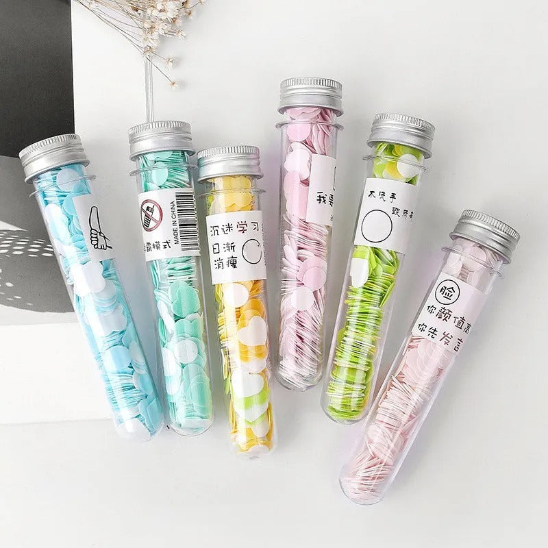 Outdoor Portable Hand Washing Disposable Soap Paper Flakes ? 100 PCs in Flower Tube Bottle (Random color)