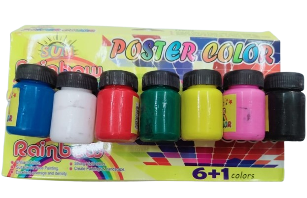 Poster Colours 6 Pack with Free Brush ? Multi-Purpose Watercolor Set for Art, School, and Face Painting