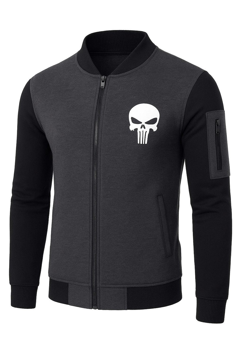 NEW Winter Collection Charcoal Grey WA Printed Zipper Jacket for Men &amp; Boys ? Premium Fleece Material, Stylish Bomber Design, Full Front Zipper Closure