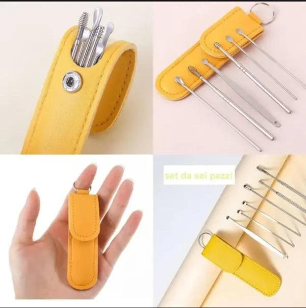 DherigTech Ear Wax Cleaning Kit, 6 Pcs Ear Pick Tools, Wax Removal Kit, Ear Cleaning Tool Set, Spring Earwax Cleaner Tool Ear Wax Remover(random color )