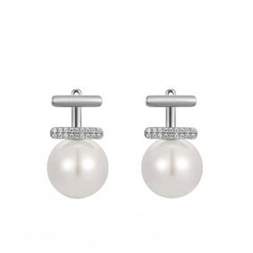 Elegant Pearl Drop Earrings for Women ? Stylish Dangle Earrings with Rhinestone Accent (AXT-102)