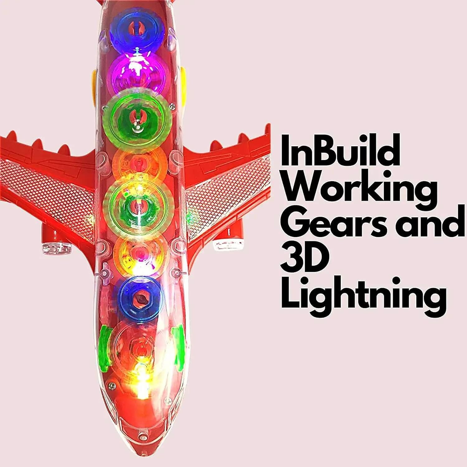 New Trending Transparent Gear Plane Toy ? Light Mode, Music, Bump-and-Go Action, 45×46 cm, Battery Operated, for Kids Ages 3 and Up
