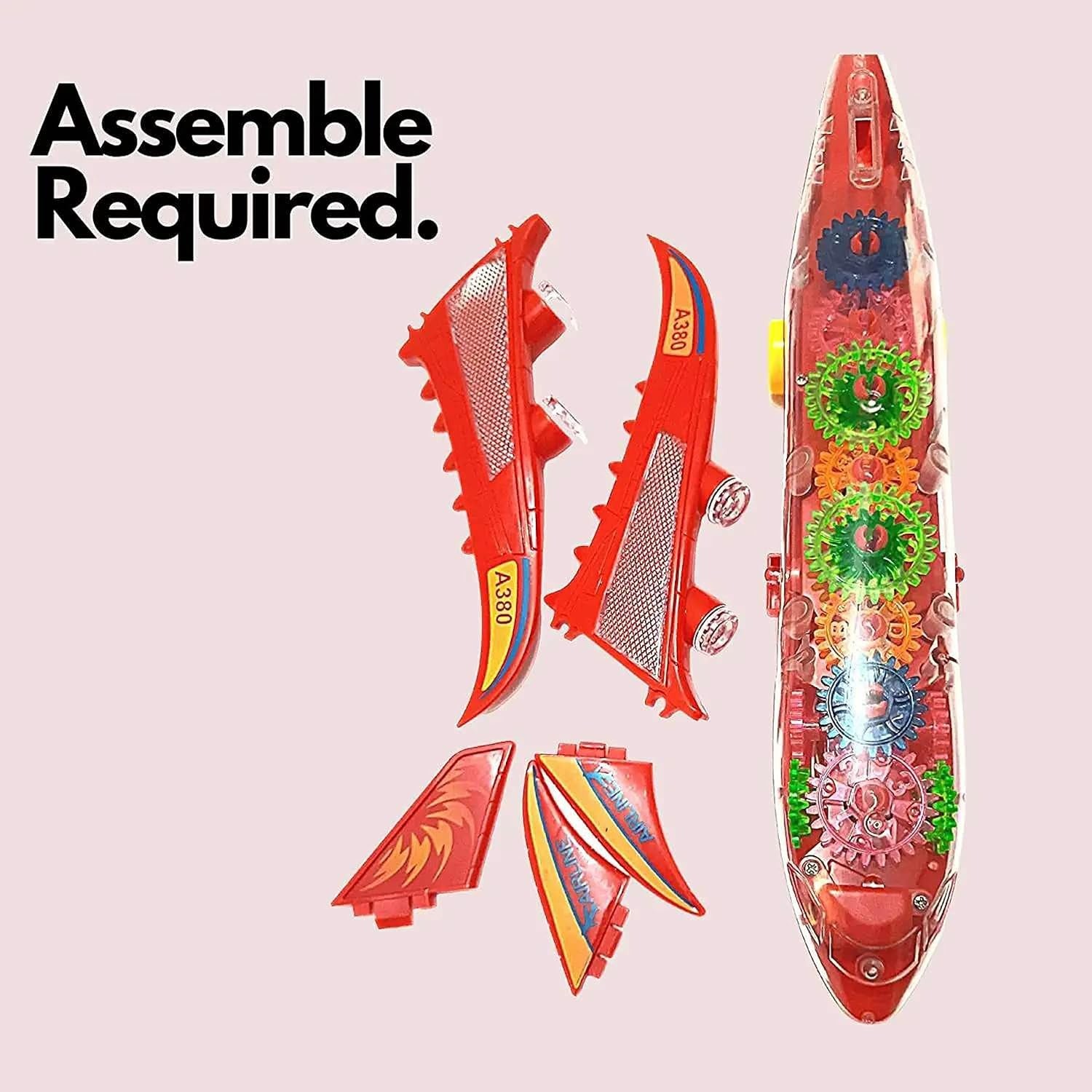 New Trending Transparent Gear Plane Toy ? Light Mode, Music, Bump-and-Go Action, 45×46 cm, Battery Operated, for Kids Ages 3 and Up