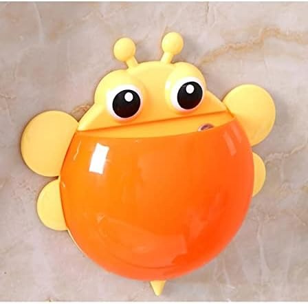 Bee Shaped Plastic Toothbrush Holder with Suction Hook ? Cute Wall Mounted Toothbrush Stand for Kids &amp; Travel (Random Colors)
