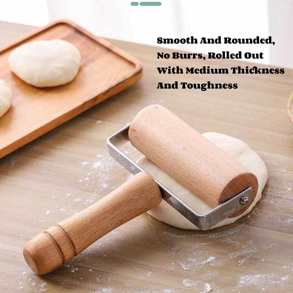 2pcs Wooden Rolling Pin for Baking ? Hand Push Dough Roller with Non-Stick Surface, Lightweight &amp; Kid-Friendly