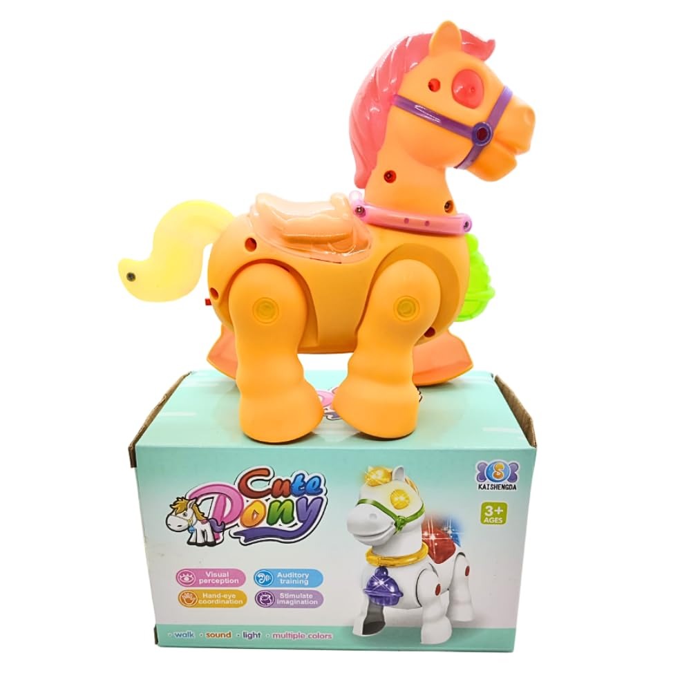 Musical Walking Moving Pony Horse with Light &amp; Sound Battery Operated Toy for Toddlers Kids for Multi Colour