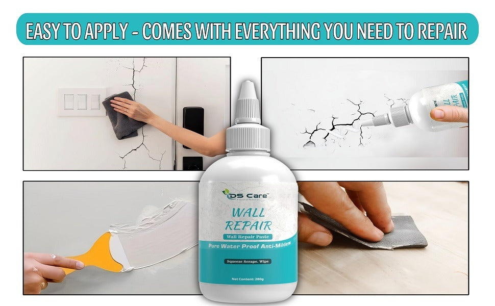 Wall Repair Paste 200gm ? White Waterproof Crack Filler With Scraper, Wall Putty &amp; Hole Mending Agent for Damaged Walls and Joints
