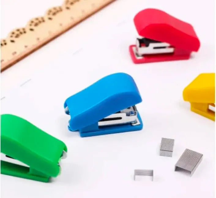 Pack of 2 Mini Staplers with Pins ? Compact, Smooth, and High-Quality Office &amp; School Use (Random color)