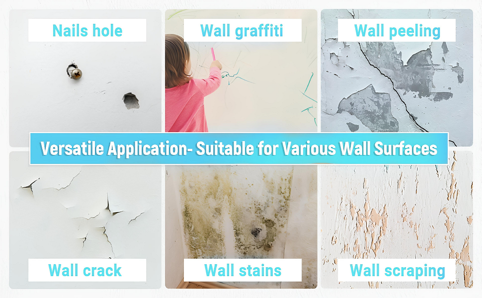 Wall Repair Paste 200gm ? White Waterproof Crack Filler With Scraper, Wall Putty &amp; Hole Mending Agent for Damaged Walls and Joints