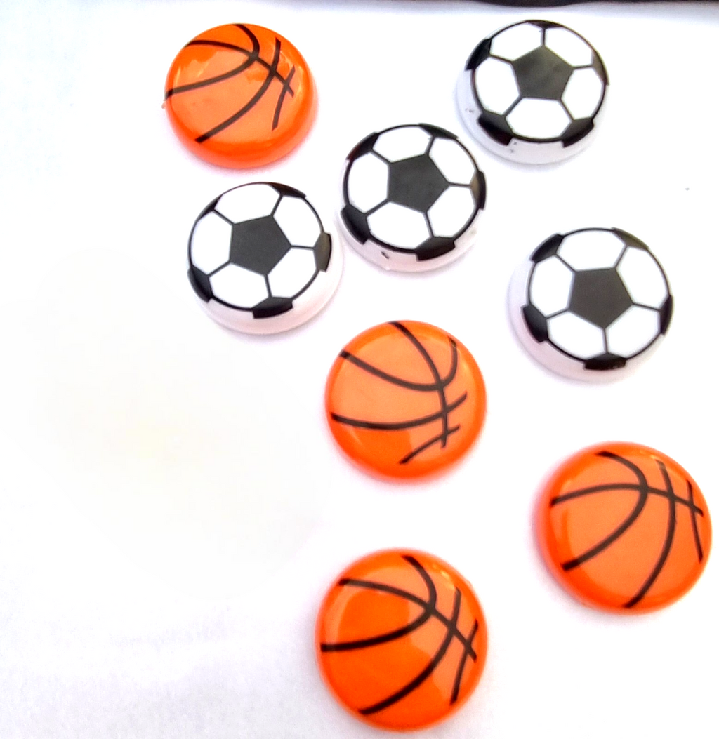 Basketball &amp; Football Refrigerator Magnets ? Set of 10 Durable Sports-Themed Decorative Magnets (1.5 x 1.5 Inches)