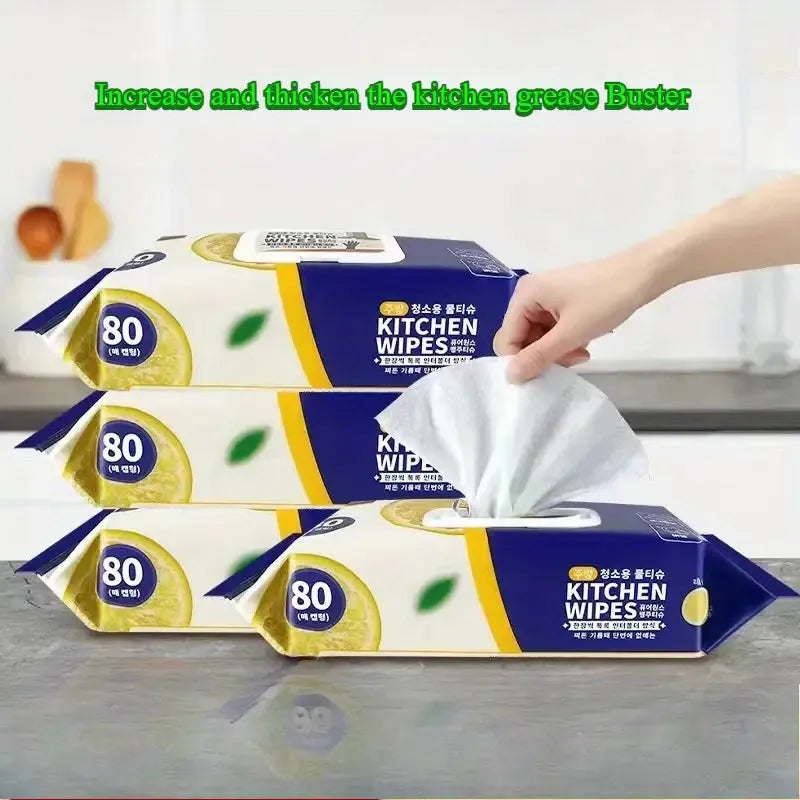 Kitchen Wipes ? Pack of 80 Pieces, Multipurpose Cleaning Wipes for Home and Kitchen Use -Soft and durable material for effective cleaning