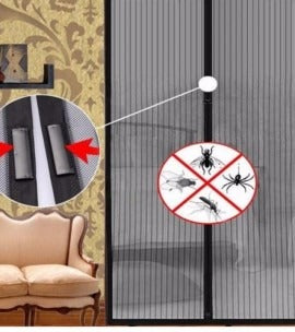 Hands-Free Retractable Magic Mesh Screen Door ? Magnetic Closure, Easy Install, Keeps Bugs Out
