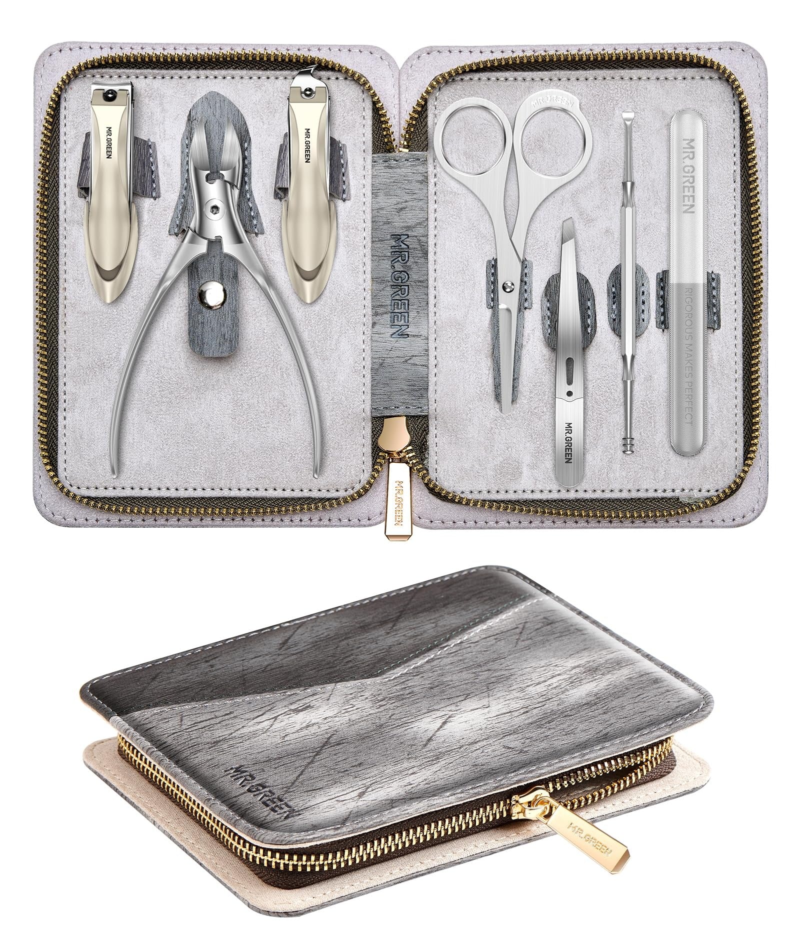 Premium Manicure &amp; Pedicure Kit ? Stainless Steel Nail Clippers Set with Grooming Tools for Hand, Foot &amp; Facial Care ? Travel Case Included ( 10 PCS Creative Smiley Nail Tool Set )