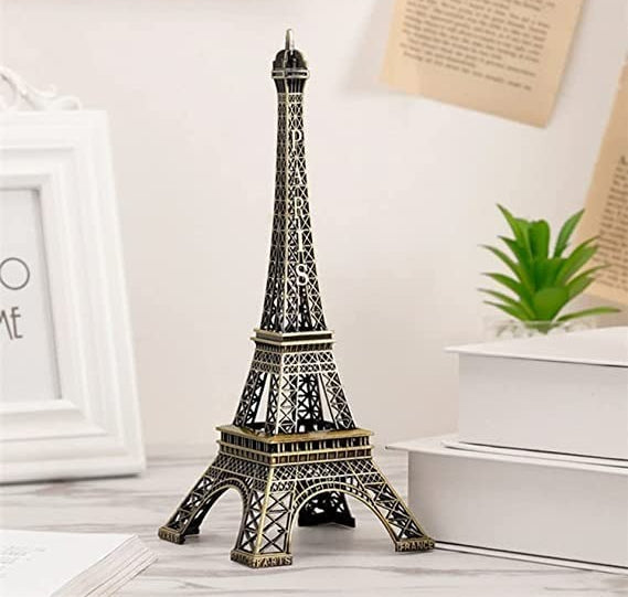 7-inch Eiffel Tower Statue Decor ? Bronze Alloy Metal Paris Souvenir for Home, Office &amp; Events