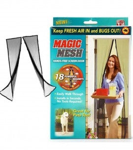Hands-Free Retractable Magic Mesh Screen Door ? Magnetic Closure, Easy Install, Keeps Bugs Out