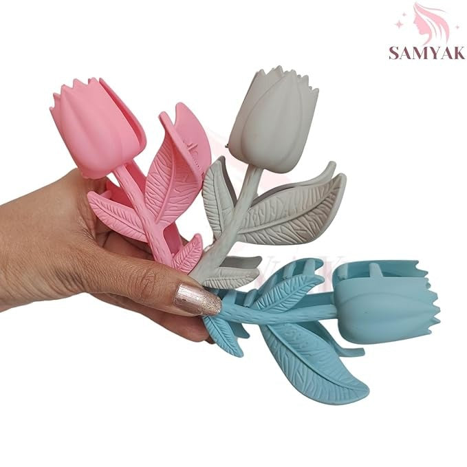 Rose Flower Hair Clips ? Stylish Matte Finish Rose-Shaped Claw Clips for Women &amp; Girls (Assorted Colors, Set of 6)