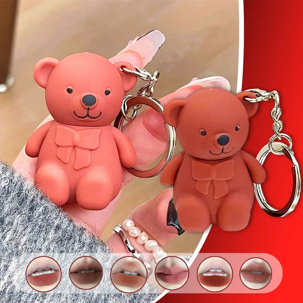 Teddy Bear Keychain Style Lip Gloss ? Cute &amp; Portable, Multicolor Shades (Pack of 2 / Pack of 3 / Pack of 6)