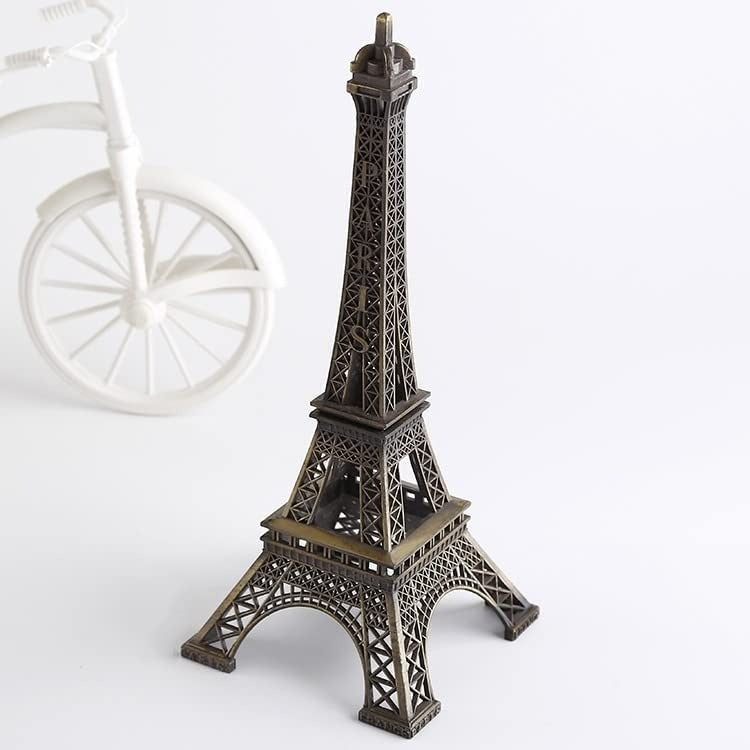 7-inch Eiffel Tower Statue Decor ? Bronze Alloy Metal Paris Souvenir for Home, Office &amp; Events
