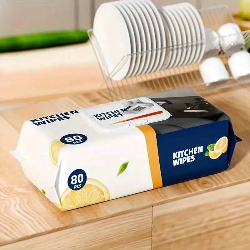 Kitchen Wipes ? Pack of 80 Pieces, Multipurpose Cleaning Wipes for Home and Kitchen Use -Soft and durable material for effective cleaning