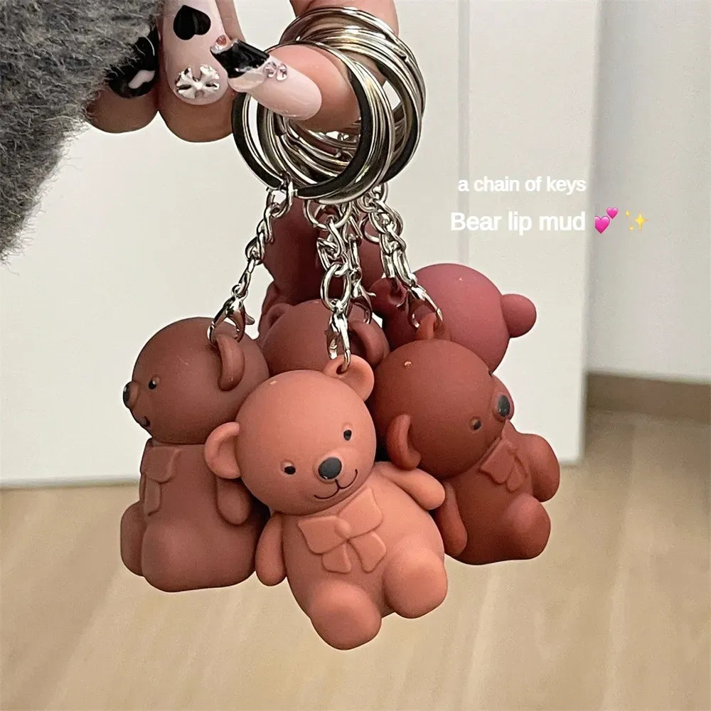 Teddy Bear Keychain Style Lip Gloss ? Cute &amp; Portable, Multicolor Shades (Pack of 2 / Pack of 3 / Pack of 6)