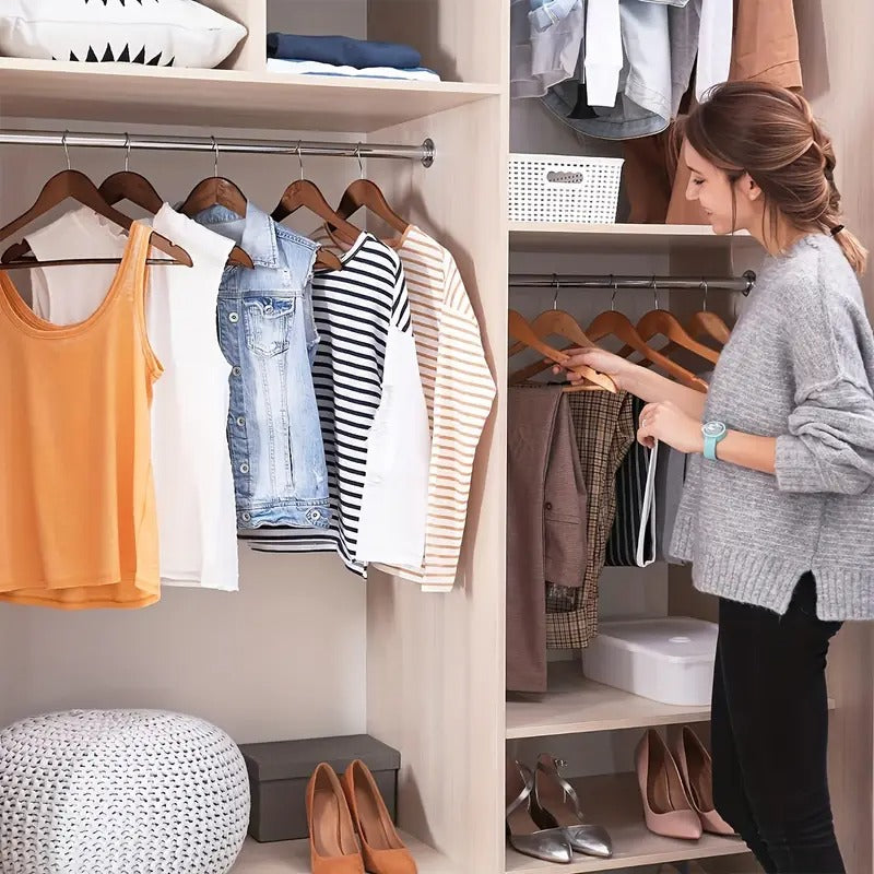 Premium Wooden Hangers ? Pack of 20 Durable Slim Hangers with Pants Bar ? Smooth Finish for Closet Organization (Brown &amp; Light Wood) (With Box)