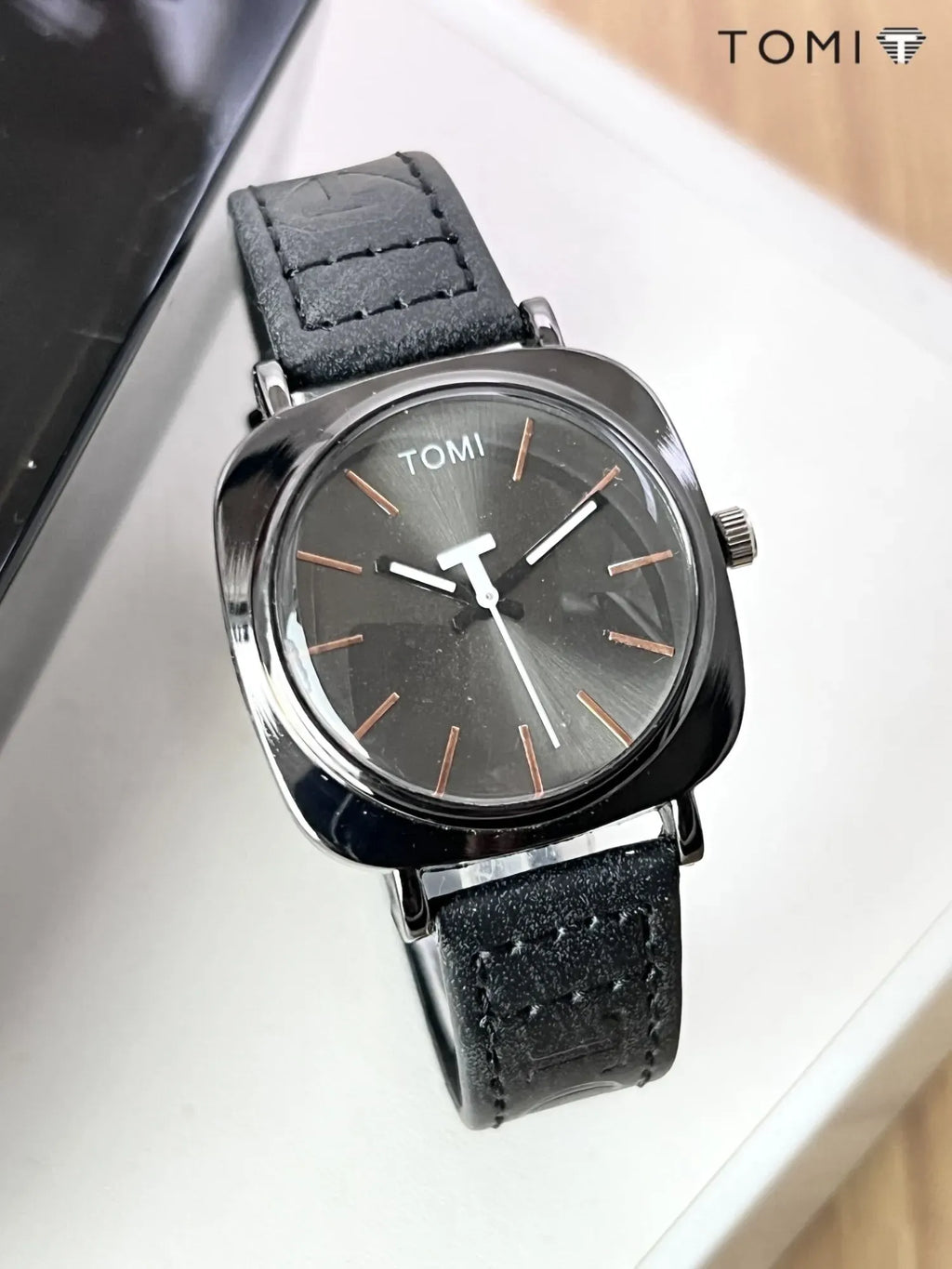 TOMI Original Leather Strap Watch ? Waterproof | Box Included | Elegant Design for Everyday Wear