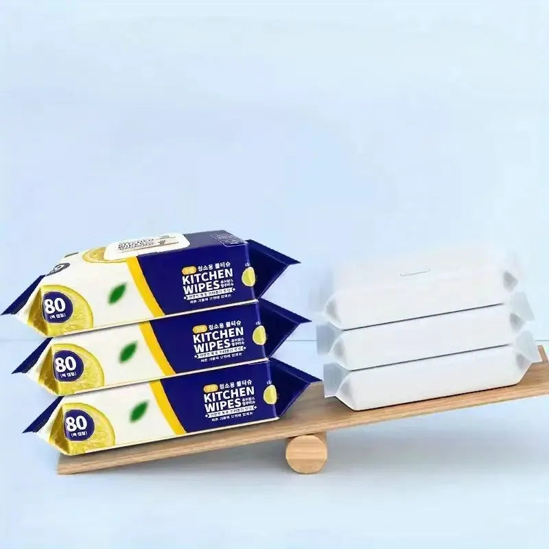 Kitchen Wipes ? Pack of 80 Pieces, Multipurpose Cleaning Wipes for Home and Kitchen Use -Soft and durable material for effective cleaning