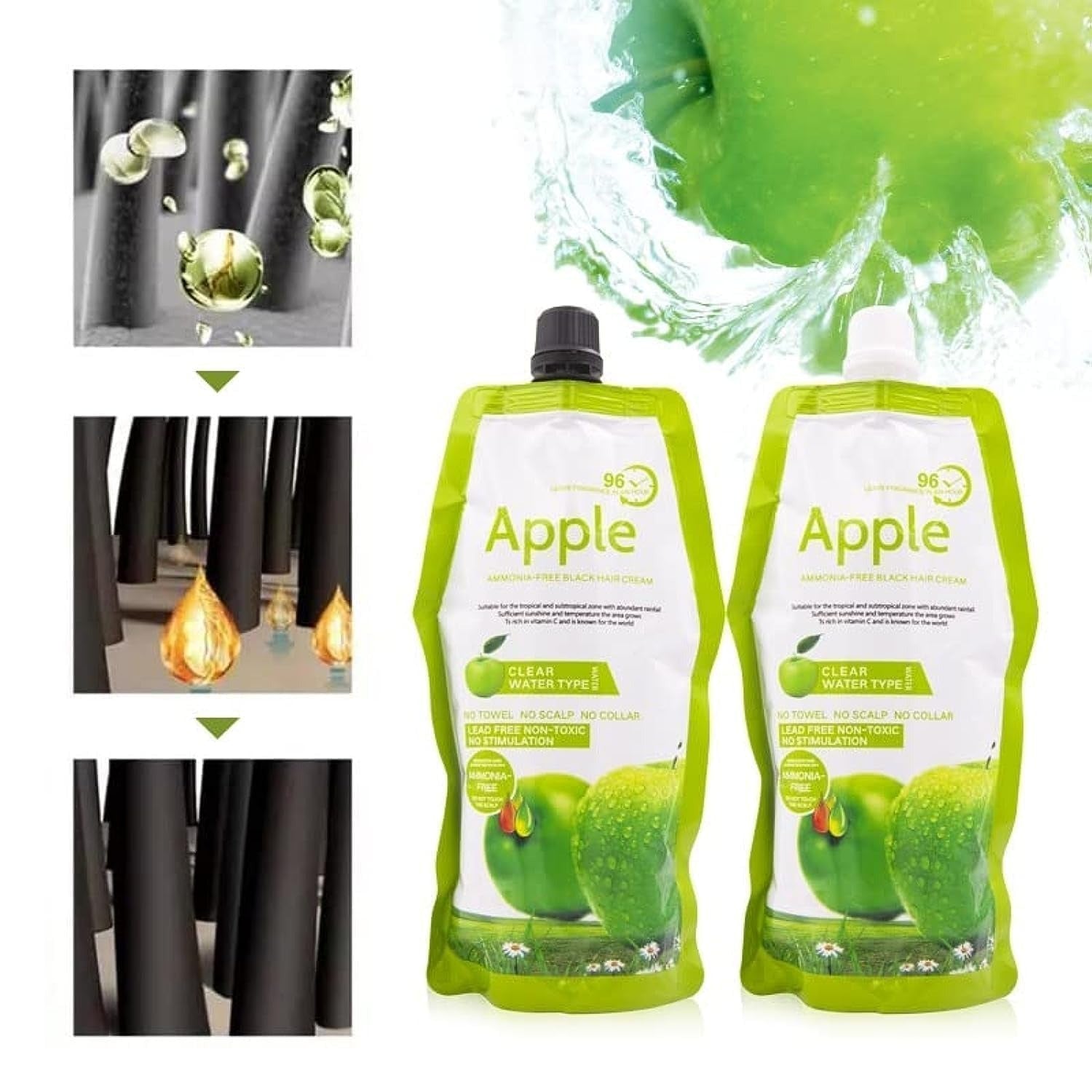 Apple Hair Color 500 ml Ammonia-Free Black Hair Color Cream ? Natural-Looking Coverage with Nourishing Formula (Copy)