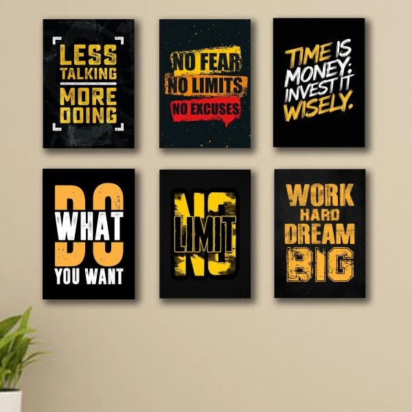Set Of 6 Motivational Wooden Canvas Frames For Wall Decore 8x11 inches size / Sticky Phototiles Frames