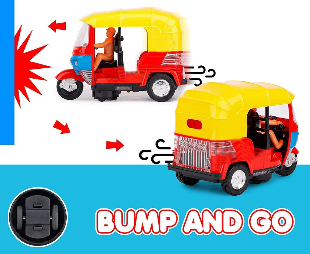 Musical Electric Tricycle Rickshaw Toy for Kids ? Battery Operated with Front &amp; Rear Lights, Music, Durable Plastic Build, (Multi-Color)