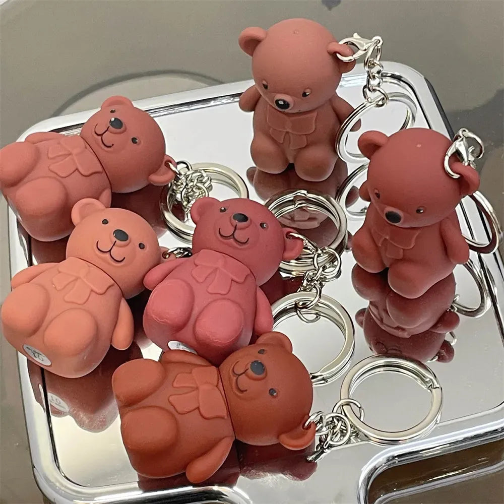 Teddy Bear Keychain Style Lip Gloss ? Cute &amp; Portable, Multicolor Shades (Pack of 2 / Pack of 3 / Pack of 6)