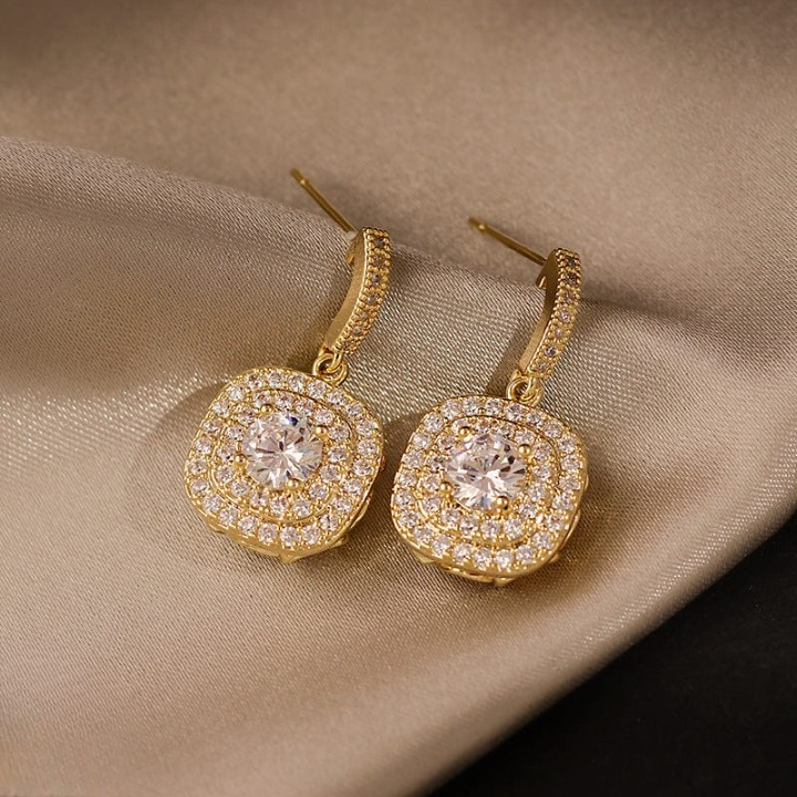 PJT-990 beautifull Sparkling Korean Zircon Earrings ? Chic &amp; Timeless Design Available In Golden And Silver Color