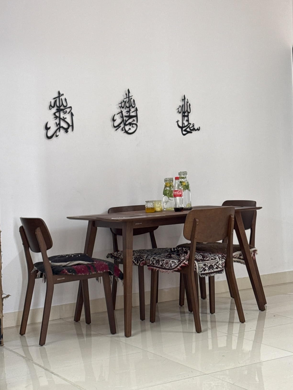 3D Wooden Islamic Wall Art ? Tasbeeh-e-Fatima Calligraphy (SubhanAllah, Alhamdulillah, Allahu Akbar) - Tasbeeh-e-Fatima Wall Decor ? 3D Arabic Calligraphy in Wood | Islamic Home Decoration