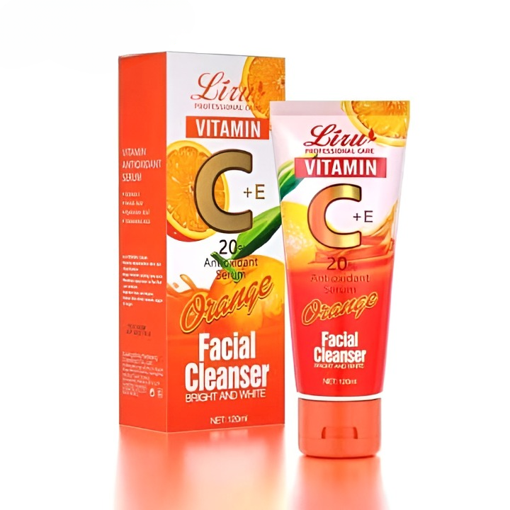 Liru Orange Facial Cleanser 120ml | Professional Care with Vitamin C &amp; Orange Extract for Brightening, Deep Cleansing &amp; Daily Skincare