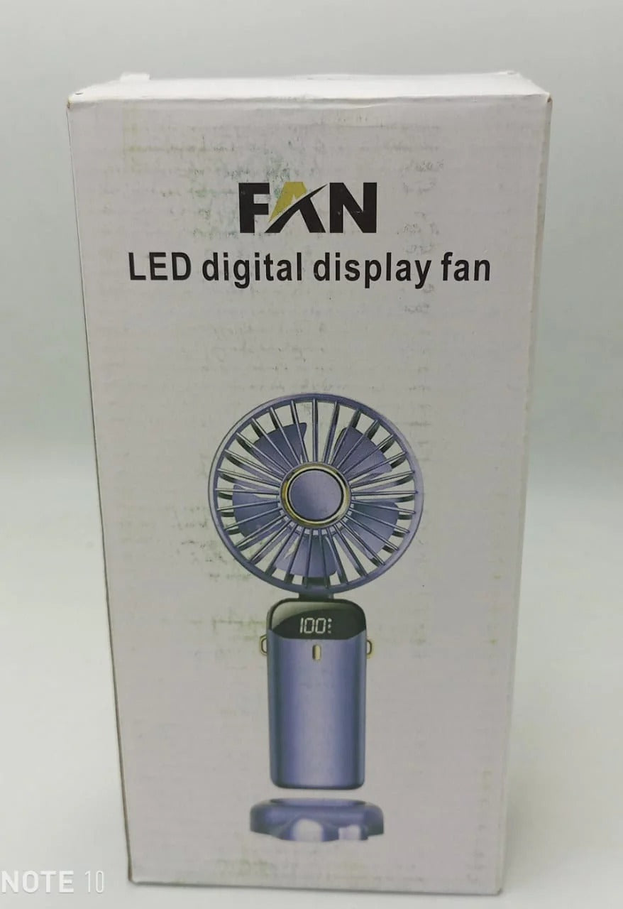 LED Digital Display Rechargeable Fan with USB Cable ? Portable Mini Cooling Fan with Adjustable Speed, Battery Indicator &amp; Easy Charging (random color)