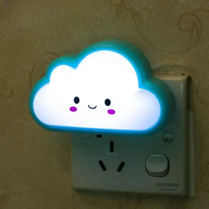 Smiley Cloud Plug-In LED Night Light ? Soft Warm Glow Baby Lamp, Kids Night Light for Bedroom &amp; Nursery (Random Color)