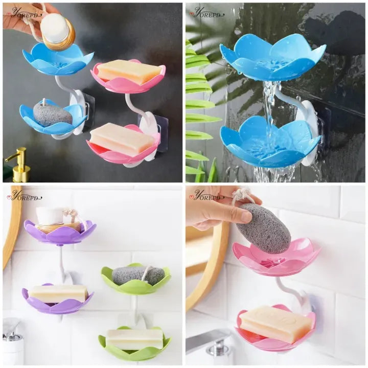 Lotus Flower Wall-Mounted Soap Holder ? Self-Draining Bathroom &amp; Kitchen Organizer