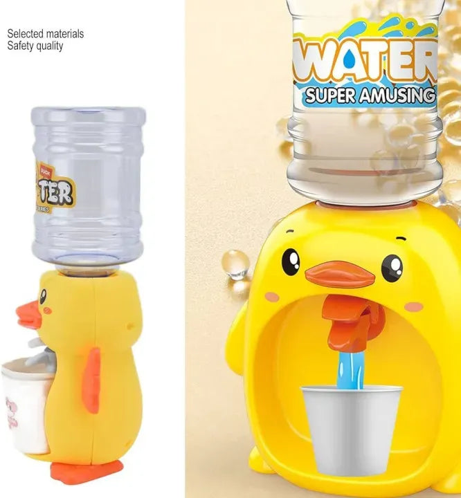 Mini Duck Water Dispenser Toy Drinking Fountain ? Cute Yellow Duck Design with Realistic Water Flow, Eco-Friendly ABS Material, Battery Operated Kids Pretend Play Toy Gift with Cups for Boys and Girls, Age 3