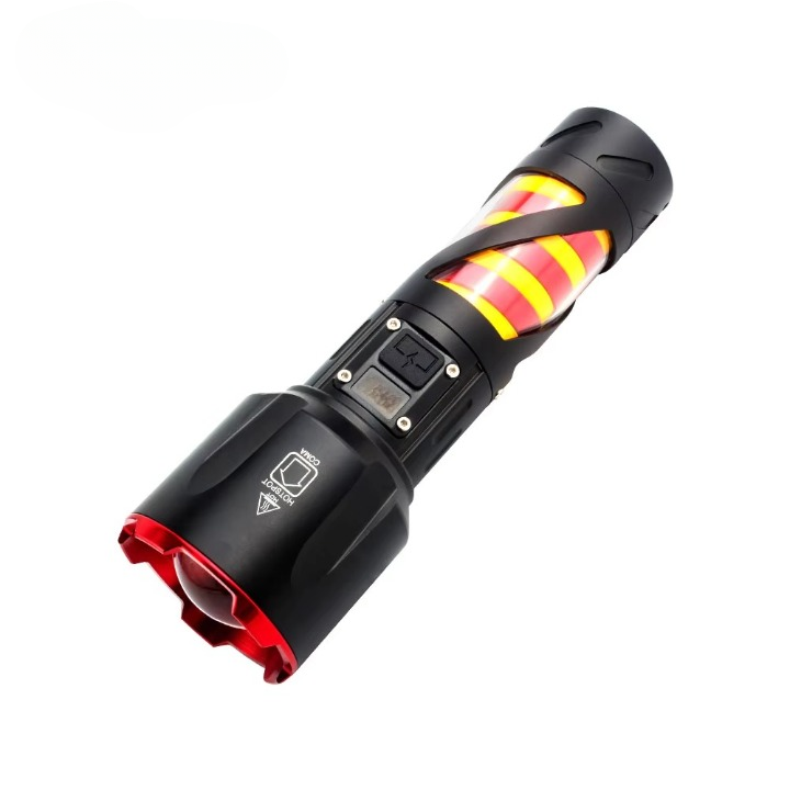 Long Range LED Rechargeable Flashlight ? 26650 Battery, Power Bank Function, Battery Level Display, Zoom