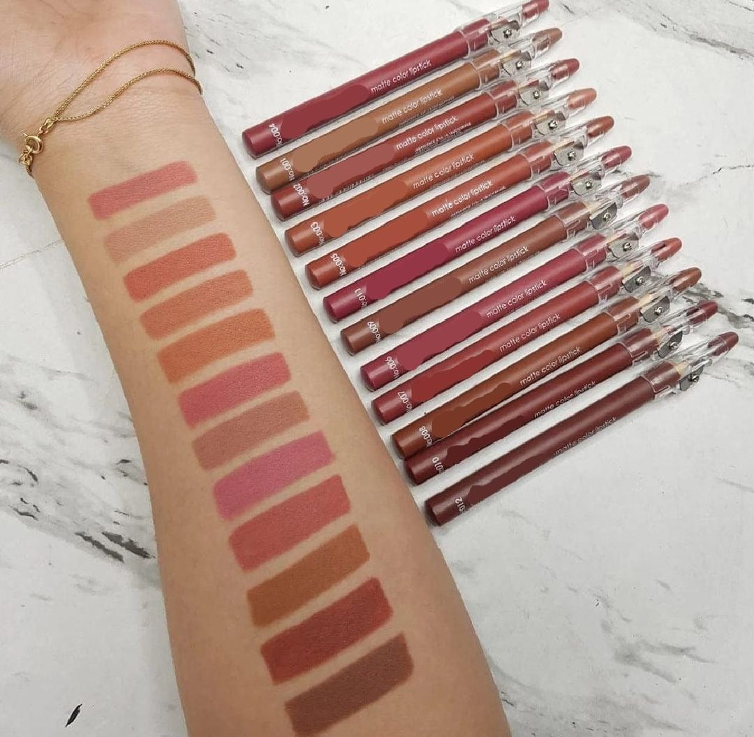 Flormar Waterproof Lip Pencil Set of 12 ? Long Lasting, High Quality Lip Liners in Assorted Shades Brown, Pink, Light Brown, Bronze Skin, Arabian Bronze, Metallic Bronze, Peanut Brown, Chocolate Brown, Coffee, Light, Medium, Orange