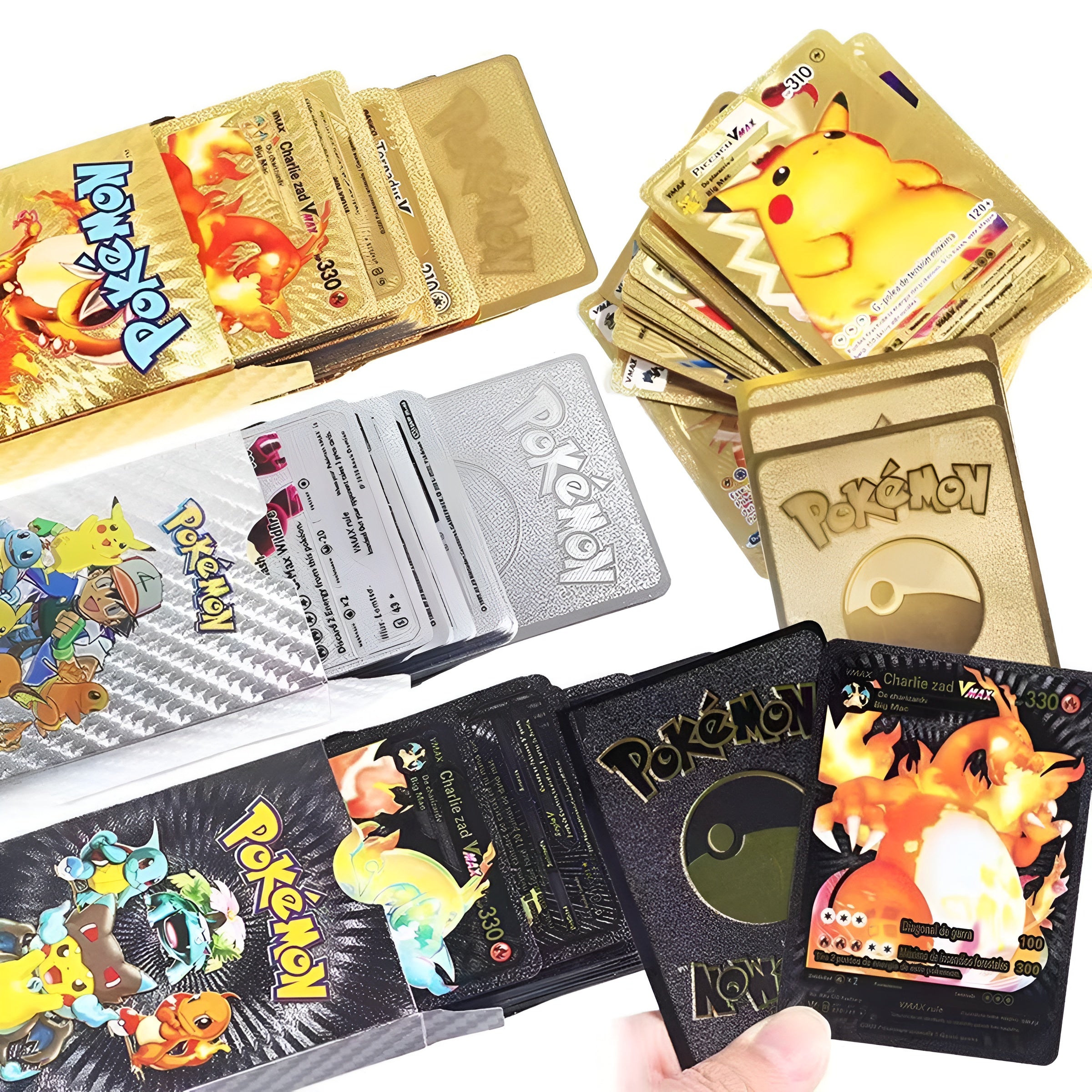 Pokemon Plastic Cards Collection Box ? 52 Cards per Pack | 3D Pokemon Trading Cards | Durable Plastic Cards | Gold, Black &amp; Silver Color Options | Premium Collector?s Edition Gift Set