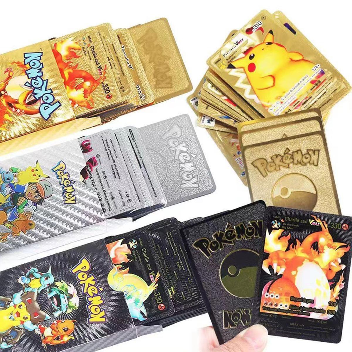 Pokemon Plastic Cards Collection Box ? 52 Cards per Pack | 3D Pokemon Trading Cards | Durable Plastic Cards | Gold, Black &amp; Silver Color Options | Premium Collector?s Edition Gift Set