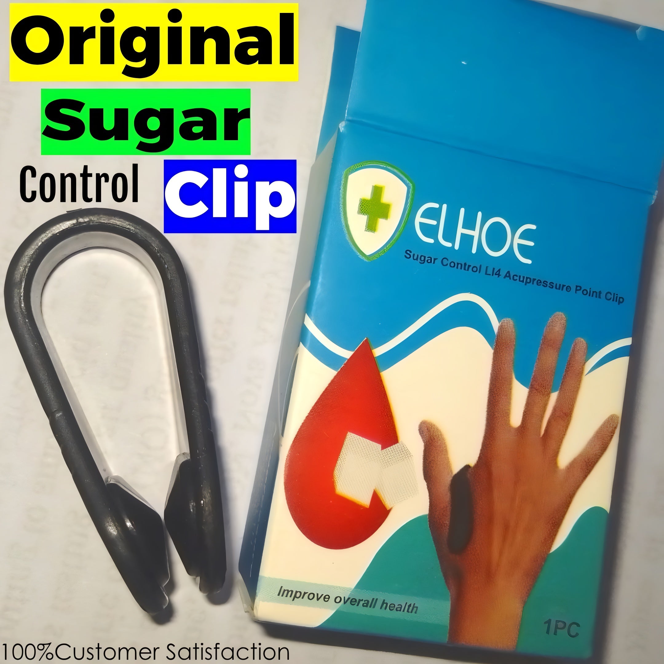 Original Sugar Control LI4 Acupressure Point Clip ? Natural Migraine, Stress &amp; BP Relief | Insulin Stimulation &amp; Weight Management (Random Color)