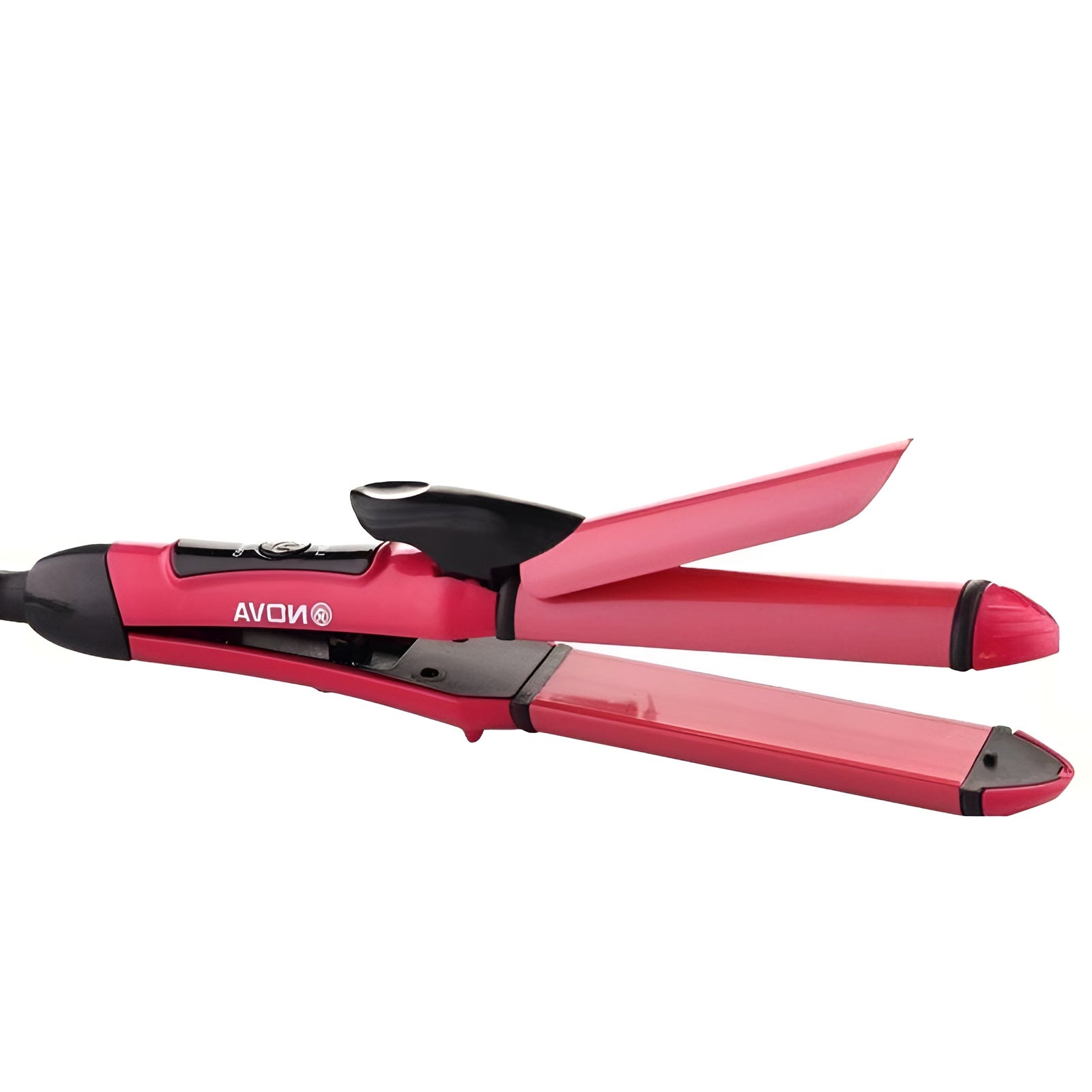 Nova 2-in-1 Hair Straightener &amp; Curler ? Model NH-2009, Quick Heat-Up Ceramic Plates for Smooth Straightening &amp; Effortless Curls, Portable Dual-Use Styling Tool for All Hair Types